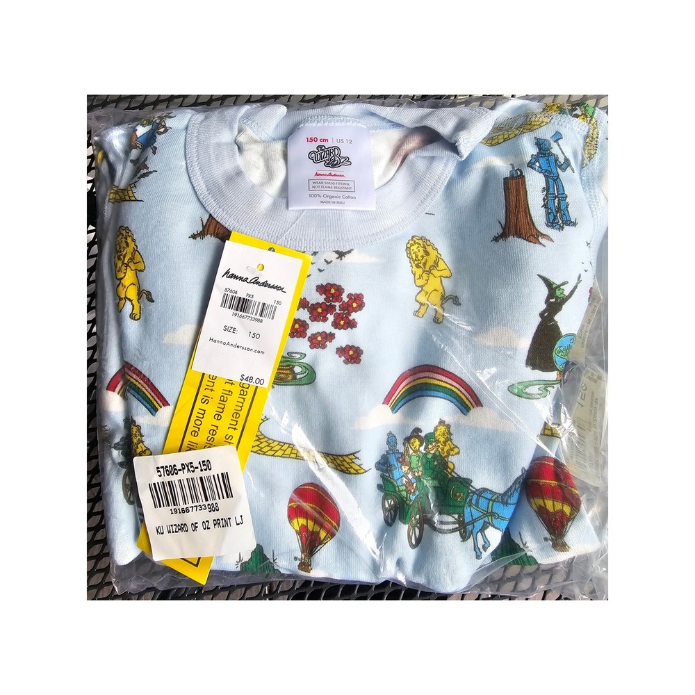 Hanna Andersson Wizard of Oz Organic Cotton Pajamas Set Blue Size 150 US 12 NEW
